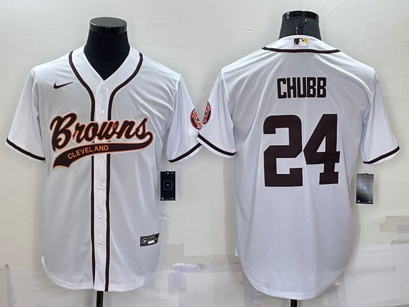 Men Cleveland Browns #24 Chubb White 2022 Nike Co branded NFL Jersey->cleveland browns->NFL Jersey